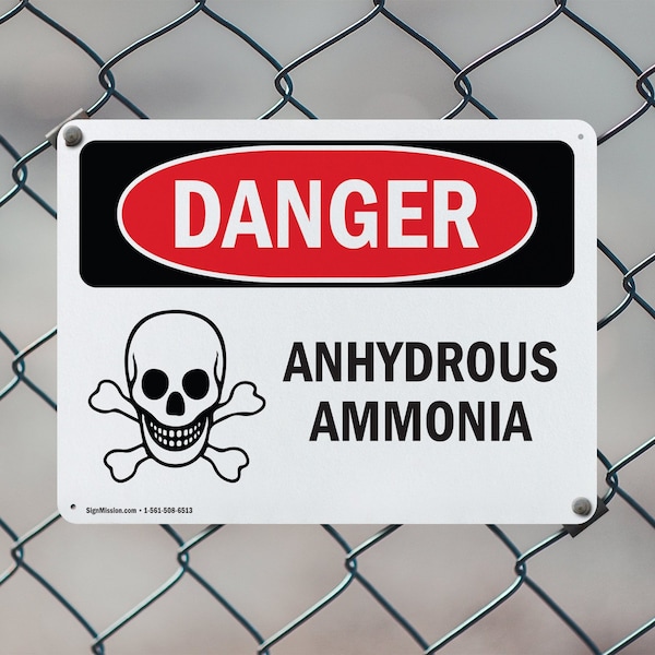 Signmission Anhydrous Ammonia Danger Sign, Plastic, 18in W x 12in L, 2PK - OS-2PACK-DS-P-1218-L-1028
