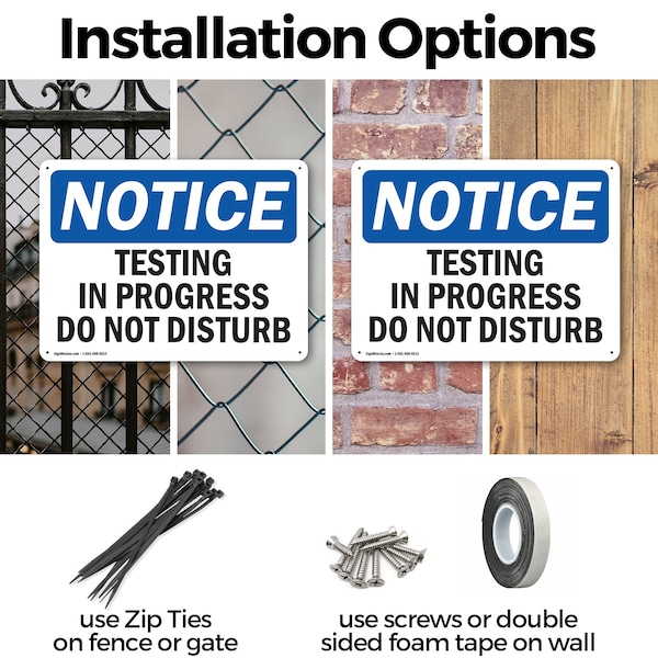Signmission Testing In Progress Do Not Disturb, 10 in W x Rectangle, Aluminum - OS-2PACK-NS-A-710-L-16648