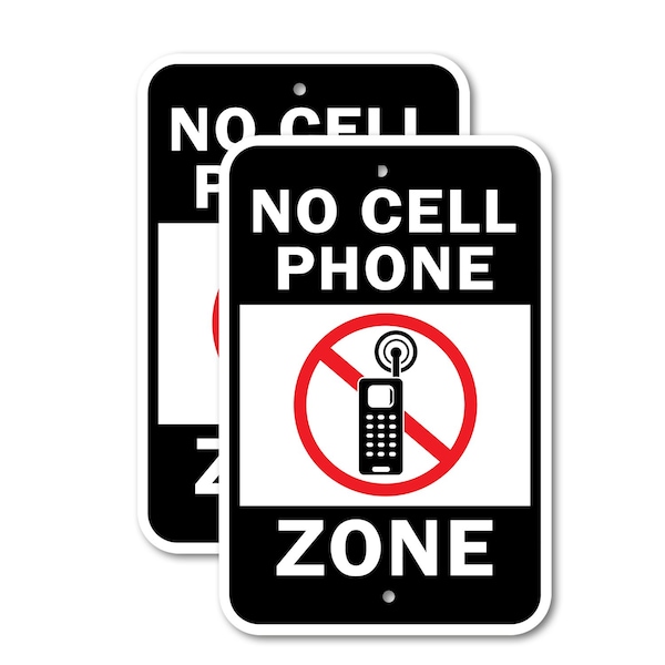 Signmission No Cell Phone Zone, 18'' X 24'' 2 Signs, Heavy Gauge Aluminum, 2PK - A-1824-2PACK-2735