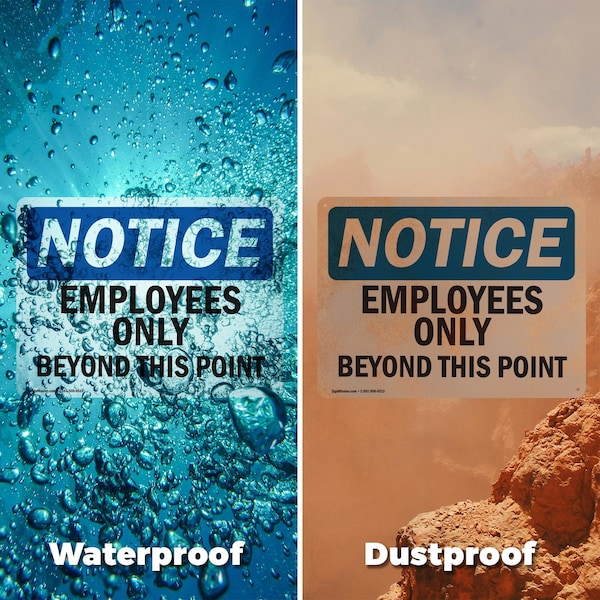 Signmission Employees Only Beyond This Point OSHA Notice Sign, Aluminum, 10in W x 7in L, 2PK - OS-2PACK-NS-A-710-L-15607