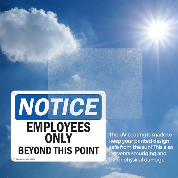 Signmission Employees Only Beyond This Point OSHA Notice Sign, Aluminum, 10in W x 7in L, 2PK - OS-2PACK-NS-A-710-L-15607