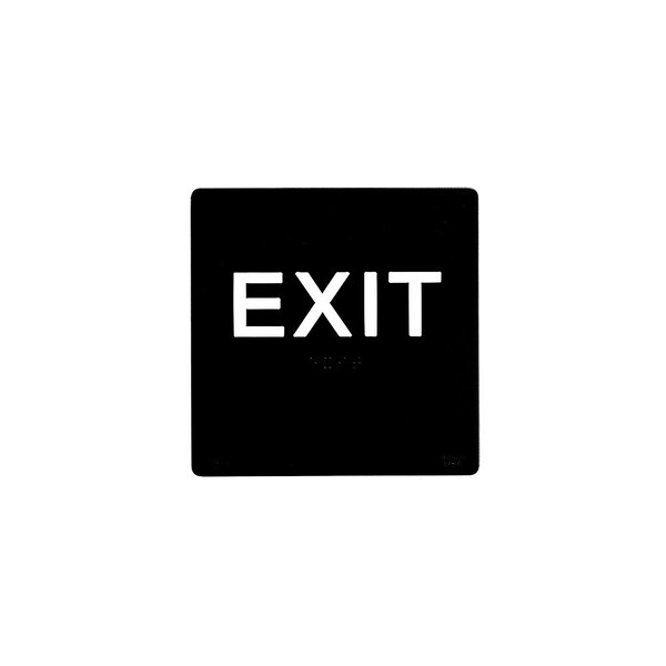 Bcf 6 x 6 Exit Text, Square Print, 1/8 Acrylic With Braille, Black - SB450-BLACK