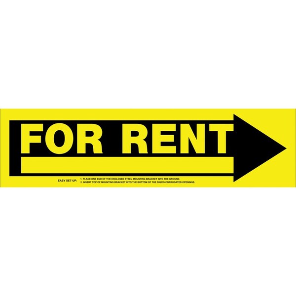 Hillman HILLMAN English Yellow For Rent Sign 6 in. H X 24 in. W - 843316