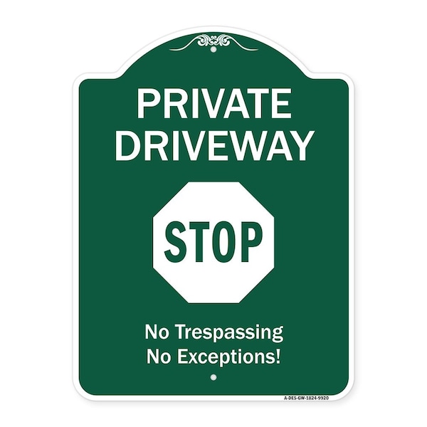 Signmission Private Driveway Stop Heavy-Gauge Aluminum Architectural Sign, 24" H, GW-1824-9920 - A-DES-GW-1824-9920