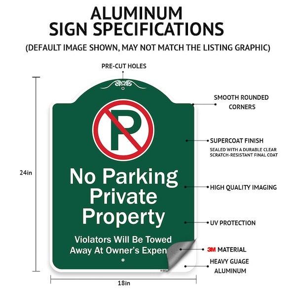 Signmission Private Driveway Stop Heavy-Gauge Aluminum Architectural Sign, 24" H, GW-1824-9920 - A-DES-GW-1824-9920