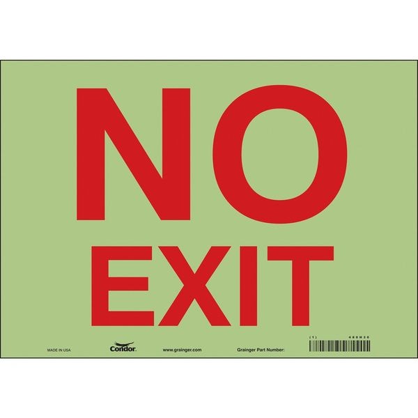 Condor Exit Sign, Vinyl, 14" W, 10" H, No Exit, White - 480H30