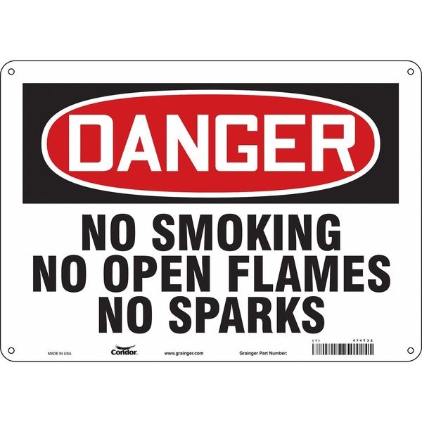 Condor Safety Sign, 10" H, 14 in W, Polyethylene, Horizontal Rectangle, English, 474T32 - 474T32