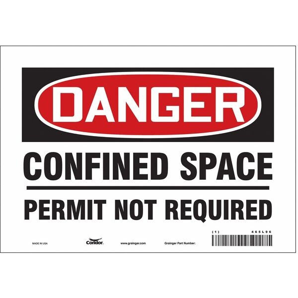 Condor Safety Sign, 7 in Height, 10 in Width, Vinyl, Vertical Rectangle, English, 465L96 - 465L96