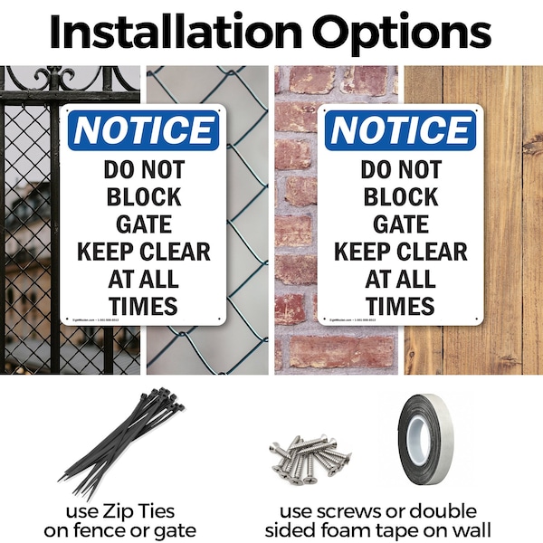 Signmission Do Not Block Gate Keep Clear At, 10 in W x Rectangle, Aluminum - OS-2PACK-NS-A-1014-V-11081