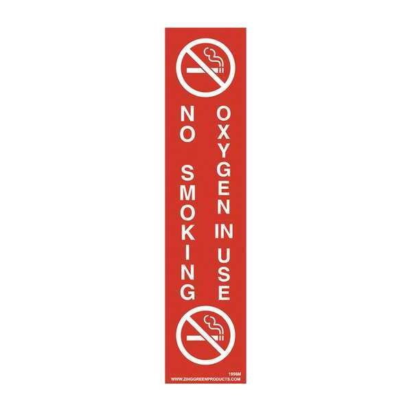 Zing Oxygen In Use No Smoking, 2 in W x 9 in H, Rectangle, Vinyl - 1956M