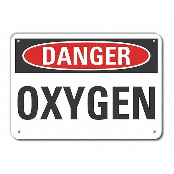 Lyle Aluminum Oxygen Danger Sign, 7 in Height, 10 in Width, Aluminum, Vertical Rectangle, English - LCU4-0302-NA_10X7