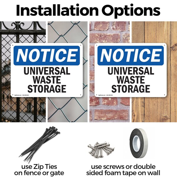 Signmission Universal Waste Storage, 18 in W x Rectangle, Aluminum - OS-2PACK-NS-A-1218-L-18773