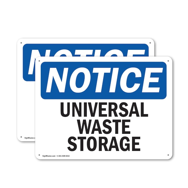 Signmission Universal Waste Storage, 18 in W x Rectangle, Aluminum - OS-2PACK-NS-A-1218-L-18773