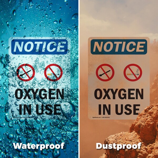 Signmission Oxygen In Use, 7 in W x Rectangle, Plastic - OS-2PACK-NS-P-710-V-17100