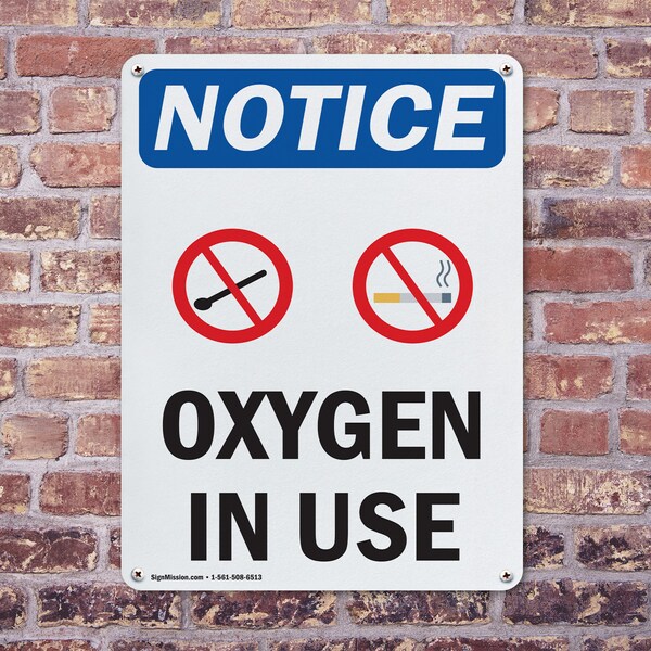 Signmission Oxygen In Use, 7 in W x Rectangle, Plastic - OS-2PACK-NS-P-710-V-17100