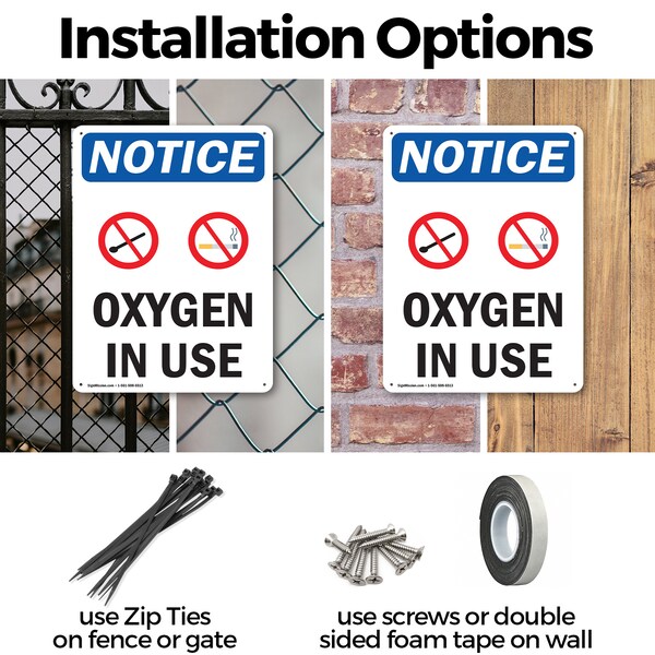 Signmission Oxygen In Use, 7 in W x Rectangle, Plastic - OS-2PACK-NS-P-710-V-17100