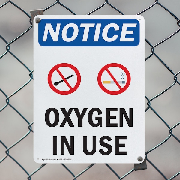 Signmission Oxygen In Use, 7 in W x Rectangle, Plastic - OS-2PACK-NS-P-710-V-17100
