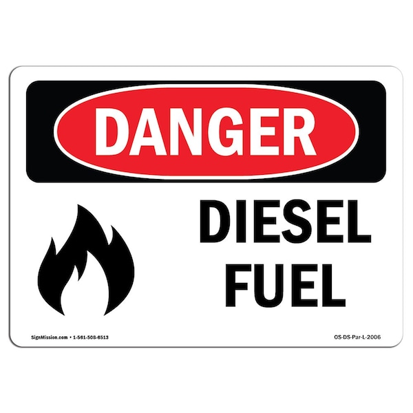 Signmission Safety Sign, OSHA Danger, 3.5" Height, 5" Width, Diesel Fuel, Landscape - OS-DS-D-35-L-2006
