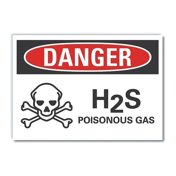 Lyle H(2)S Poisonous Gas Danger Reflective Label, 10 in H, 14 in W, LCU4-0220-RD_14X10 - LCU4-0220-RD_14X10
