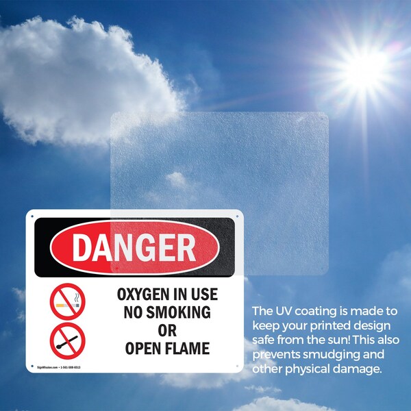 Signmission Oxygen In Use No Smoking Or Open Flame Danger Sign, Plastic, 10in W x 7in L, 2PK - OS-2PACK-DS-P-710-L-1514