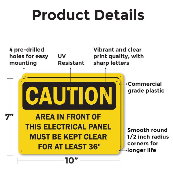 Signmission Area In Front Of This Electrical Panel Must Be Kept Clear For At Least, 10 in W x Rectangle - OS-2PACK-CS-P-710-L-19110