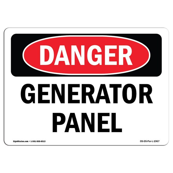 Signmission Safety Sign, OSHA Danger, 3.5" Height, Generator Panel, Landscape - OS-DS-D-35-L-1967