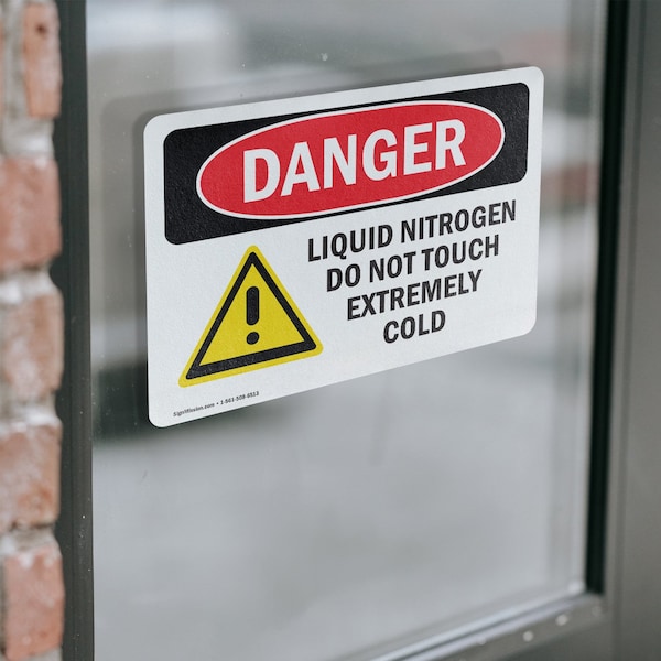 Signmission Liquid Nitrogen Do Not Touch Extremely Cold Danger Sign, Vinyl Decal, 7in W x 5in L, 2PK - OS-2PACK-DS-D-57-L-1422