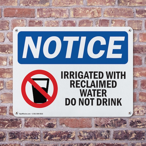 Signmission Irrigated With Reclaimed Water, 24 in W x Rectangle, Aluminum - OS-2PACK-NS-A-1824-L-13724