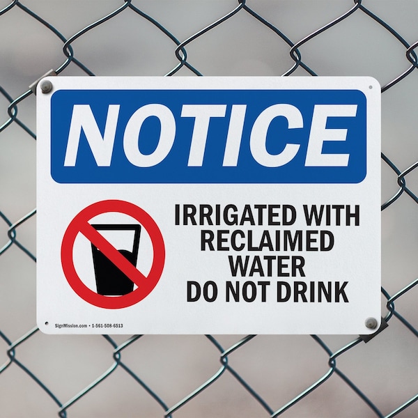 Signmission Irrigated With Reclaimed Water, 24 in W x Rectangle, Aluminum - OS-2PACK-NS-A-1824-L-13724