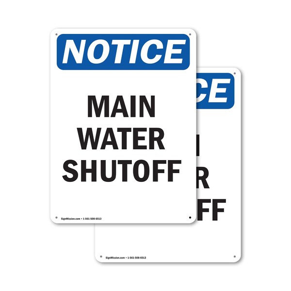 Signmission Main Water Shutoff, 7 in W x Rectangle, Plastic - OS-2PACK-NS-P-710-V-14101