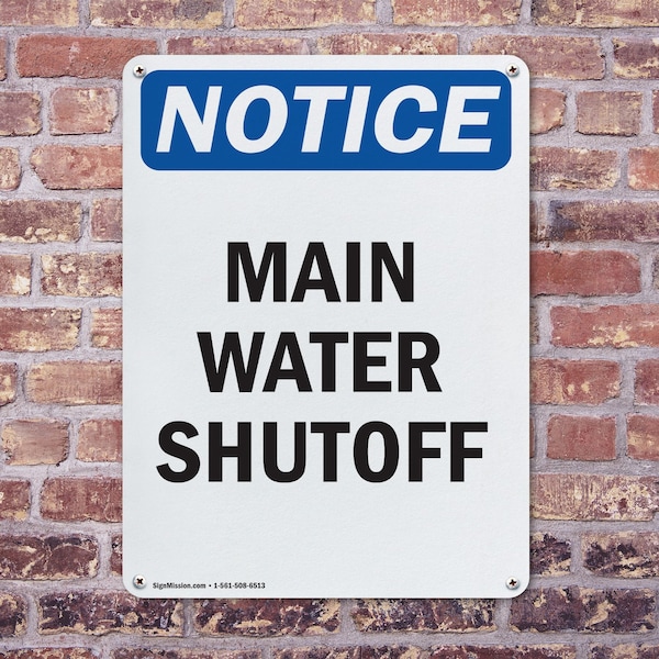 Signmission Main Water Shutoff, 7 in W x Rectangle, Plastic - OS-2PACK-NS-P-710-V-14101