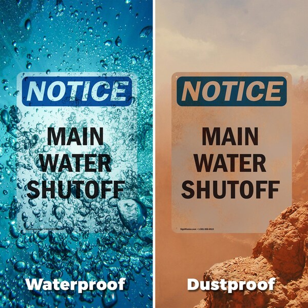 Signmission Main Water Shutoff, 7 in W x Rectangle, Plastic - OS-2PACK-NS-P-710-V-14101