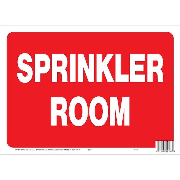 Hy-Ko Sprinkler Room Sign 10" x 14", 5PK - A20396