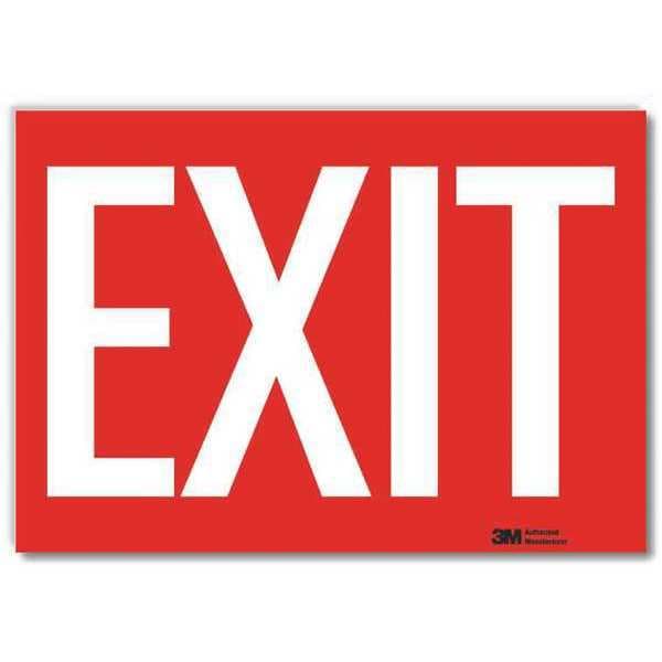 Lyle Exit Sign, Vinyl, 10" W, 7" H, Exit, White - U1-1016-RD_10X7