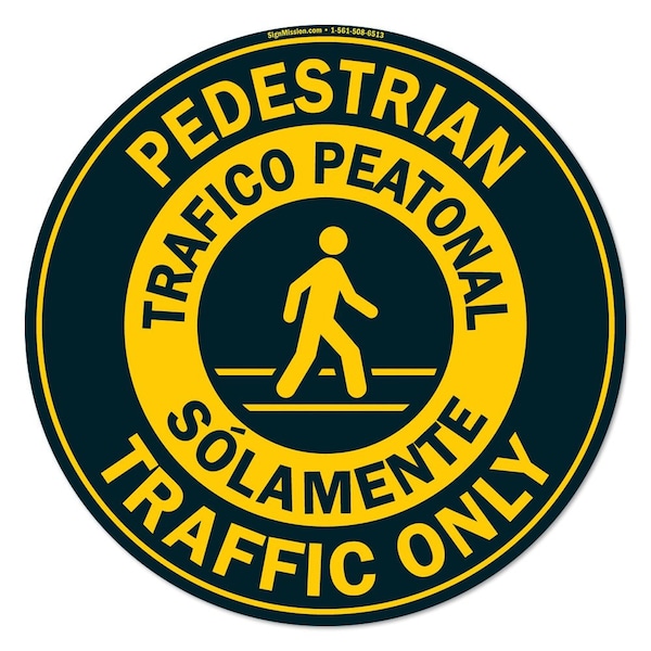 Signmission Pedestrian Traffic English Span 16in Non-Slip Floor Marker, 6PK, 16 in L, 16 in H, 2-C-16-6PK-99906 - FD-2-C-16-6PK-99906