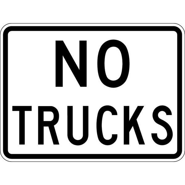 Lyle No Trucks Traffic Sign, 18 in H, 24 in W, Aluminum, Horizontal Rectangle, English, R5-2P-24DA - R5-2P-24DA
