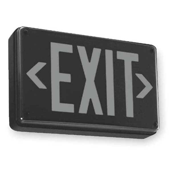 Lithonia Lighting Exit Sign, Black, 1 Face(s), LED, Universal Mount, Nickel Cadmium - LV S 1 R 120/277 EL N UM 4X