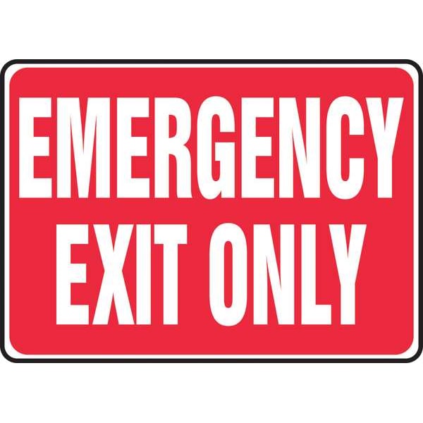 Accuform Exit Sign, Vinyl, 14" W, 10" H, Emergency Exit Only, Red - MEXT441VS