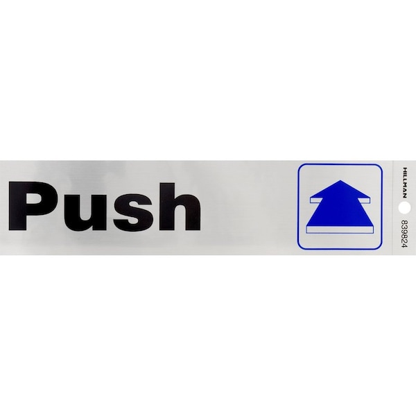 Hillman HILLMAN English Silver Push/Pull Decal 2 in. H X 8 in. W - 839824