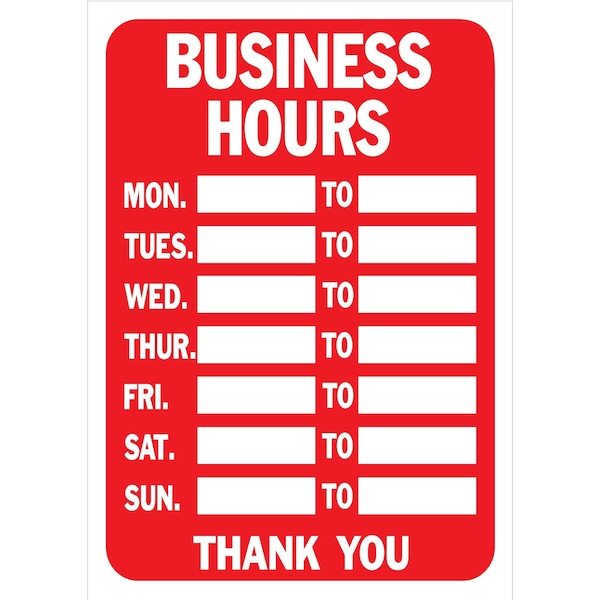 Hy-Ko Business Hours Static Cling Kit 9" x 13", 3PK - A60001