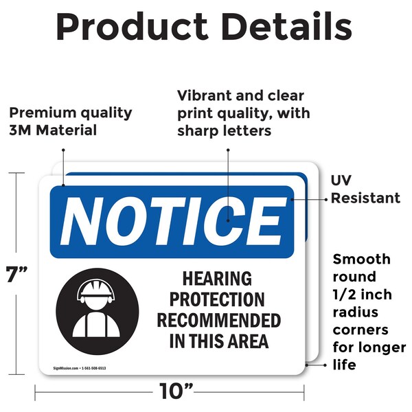 Signmission 7 in Height, 10 in Width, Vinyl Decal, Rectangle - OS-2PACK-NS-D-710-L-13374
