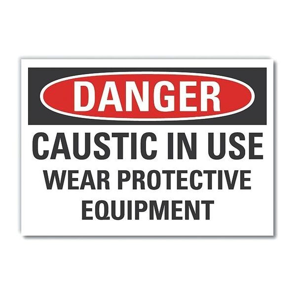 Lyle Caustic Danger Label, 7 in Height, 10 in Width, Polyester, Vertical Rectangle, English - LCU4-0582-ND_10X7
