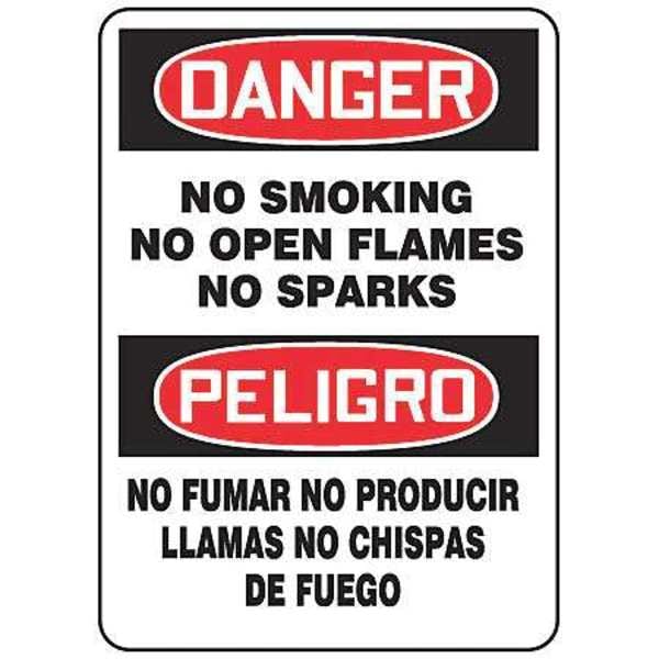 Accuform No Smoking Sign, 14 in H, 10" W, Plastic, Rectangle, English, Spanish, SBMSMK012VP - SBMSMK012VP