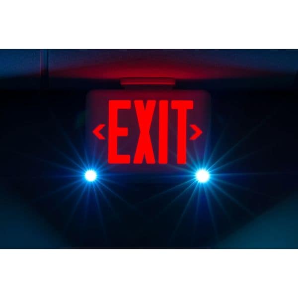 Dual-Lite Exit Sign with Emergency Lights, White, 1 or 2 Face(s), LED, Universal Mount - EVCURWD4