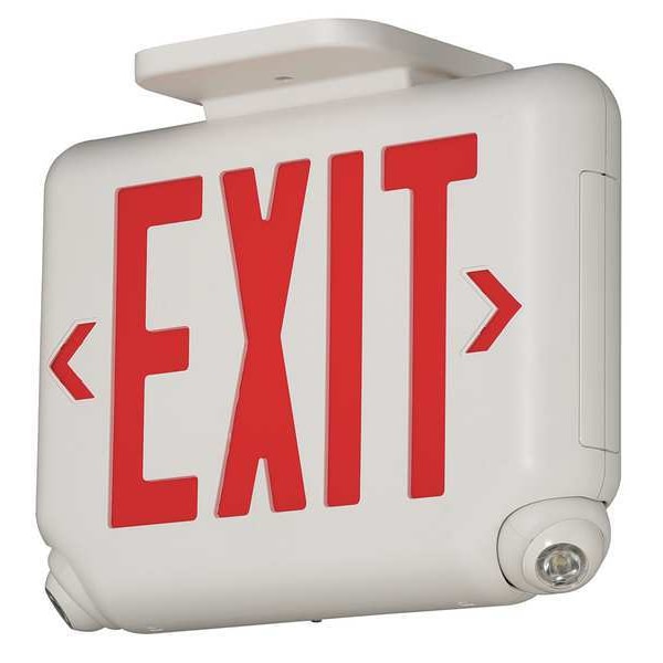 Dual-Lite Exit Sign with Emergency Lights, White, 1 or 2 Face(s), LED, Universal Mount - EVCURWD4