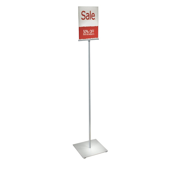 Azar Displays 8.5"x11" Pedestal Two-Sided Sign Holder Stand on Square Metal Base - 300863