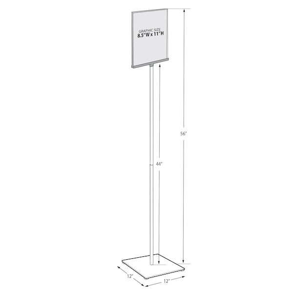 Azar Displays 8.5"x11" Pedestal Two-Sided Sign Holder Stand on Square Metal Base - 300863