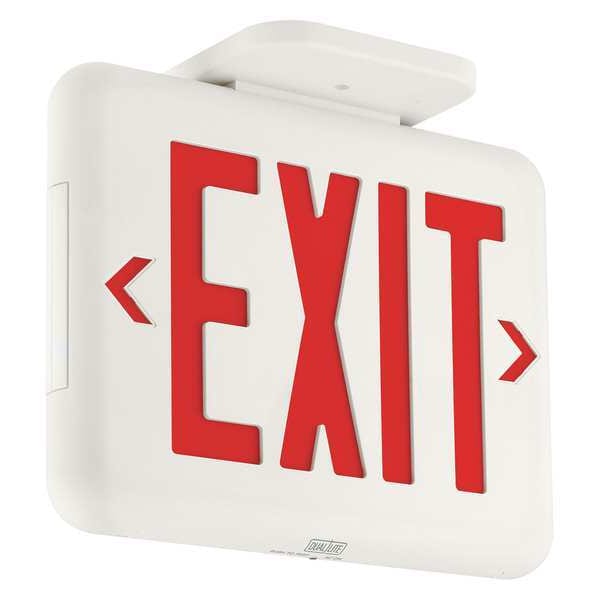 Dual-Lite Exit Sign, White, 1 or 2 Face(s), LED, Universal Mount, Not Battery Powered - EVEURW