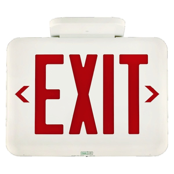 Dual-Lite Exit Sign, White, 1 or 2 Face(s), LED, Universal Mount, Not Battery Powered - EVEURW