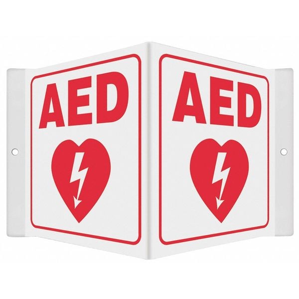 Condor AED, 8 1/2 in W x 6 in H, V-Shape Projection, PETG, 480Y26 - 480Y26